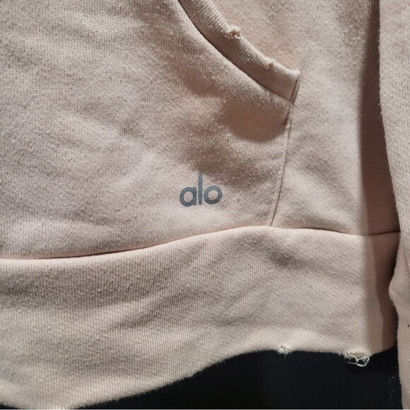Alo Yoga Distressed Peach Hoodie Unisex Sweatshirt - Picture 3 of 9